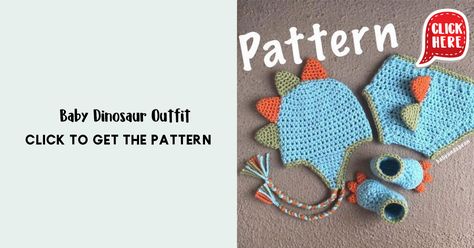 crochet Baby Dinosaur Outfit free pattern - Easy Crochet baby hat Pattern for Beginners. Click to Try the Pattern #babyhat #crochetpattern #crochet Crochet Dinosaur Costume Pattern Free, Crochet Dinosaur Costume, Crochet Baby Dinosaur Hat Free Pattern, Crochet Dinosaur Pattern Free, Crochet Dinosaur Hat, Cartoon Crochet, Easy Crochet Baby Hat, Classy Crochet, Crochet Baby Projects