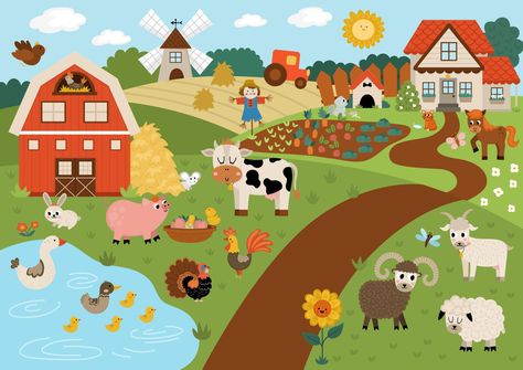 Raising Turkeys, Cow Cartoon, Raising Pigs, Large Photography, Rural Village, Easy Animals, Cartoon Cow, Happy Birthday Photos, Hidden Pictures