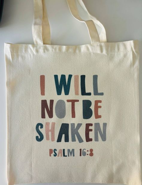 Psalms 16:8 inspired Tote bag. Show your love for Jesus anywhere you take your new tote. Sporting your new tote can be a great way to spread the good news! Christian Canvas Bag Painting Ideas, Christian Bag Ideas, Bible Canvas Bag Painting Ideas, Bible Bag Painting Ideas, Painted Bag Ideas, Painted Tote Bag Ideas Christian, Jesus Tote Bag Painting Ideas, Bible Bags Totes Diy Paint, Bible Tote Bag Painting Ideas