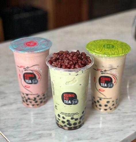 Kung Fu Tea Kung Fu Tea Drinks, Booba Tea, Boba Aesthetic, Boba Smoothie, Banquet Food, Bubble Tree, Best Teas, Bubble Tea Boba, Boba Drink