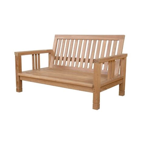 Wooden Outdoor Furniture, Teak Patio Furniture, Wood Furniture Design, Outdoor Living Furniture, Patio Loveseat, Backyard Furniture, Sunbrella Cushions, Wooden Sofa, Patio Sofa