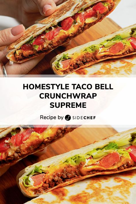 Big Crunch Wrap, Homemade Taco Bell, Crunchwrap Supreme Recipe, Taco Bell Crunchwrap Supreme, Taco Bell Crunchwrap, Crunchwrap Supreme, Crunch Wrap, Nacho Cheese Sauce, Vegan Substitutes