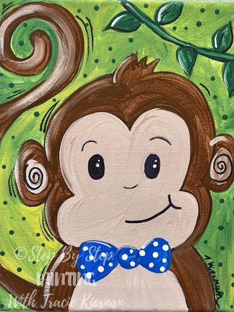 Kid Friendly Archives - Step By Step Painting With Tracie Kiernan Monkey Acrylic Painting, Monkey Canvas Painting, Easter Canvas Painting, Monkey Painting, Kids Canvas Painting, Zebra Painting, Easter Canvas, Kids Canvas Art, Bubble Painting