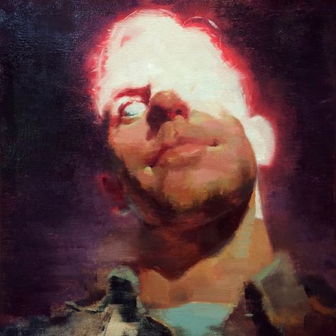 Alex Beck, Beck, Self Portrait, Oil On Canvas, Sci Fi, Oil Painting, Lighting, Canvas, Art