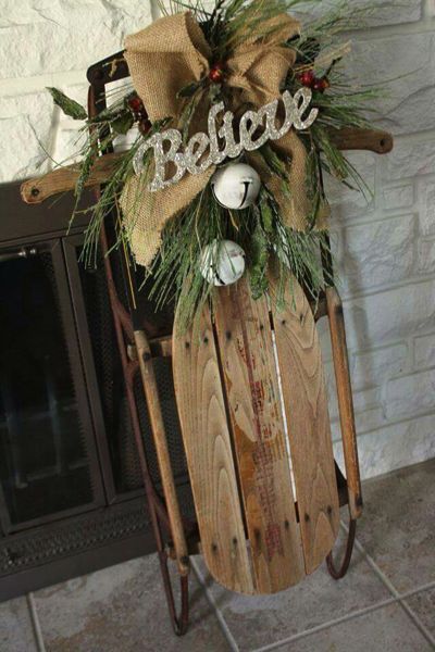 Christmas Sled Decoration, Sled Decor, Wooden Sled, Crafted Gifts, Christmas Sled, For Christmas, Christmas Front Porch, Christmas Sleigh, Gifts For