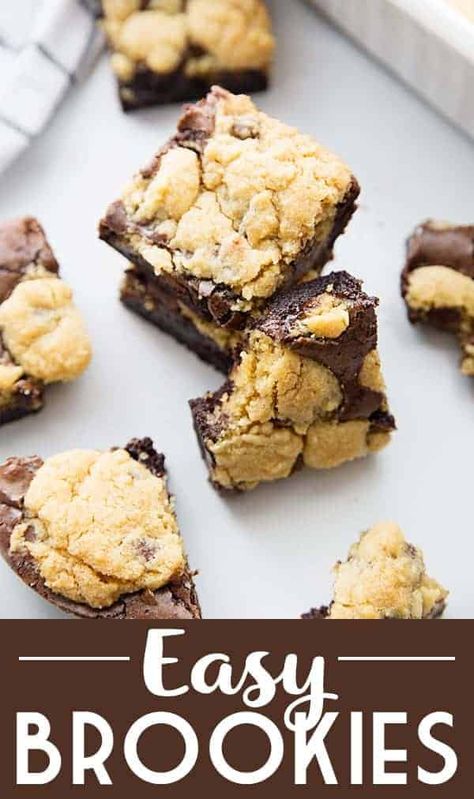 Easy Brookies Recipe - Craving a batch of freshly baked brookies? Satisfy your brownie and cookie cravings with one easy brookies recipe. Your sweet tooth will thank you! #brookies #cookies #brownies #chocolate #baking #dessert #halfscratched Easy Brookies, Brookies Cookies, Brookies Recipe, Hot Fudge Cake, Easy Party Desserts, Hot Chocolate Fudge, Brownies Chocolate, Single Serve Desserts, Slow Cooker Desserts