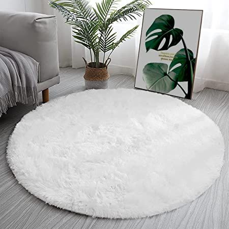 White Fluffy Rug, Dream Bedroom Ideas, Cute Rugs, Cute Bedrooms, Carpets For Kids, Circular Rugs, Aesthetic Room Ideas, Room Mood Board, Guest Bedroom Ideas