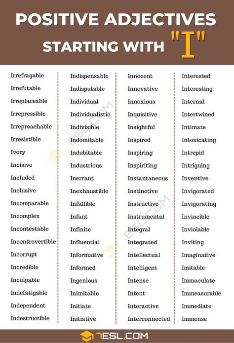 Positive Adjectives, Negative Words, Happy Words, Letter I, Expressing Gratitude, Positive Words, Tell The Truth, Vocabulary Words, Make You Smile