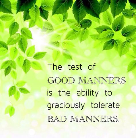 The test of good manners is the ability to graciously tolerate bad manners. Good Manners Quotes, Manners Quotes, Bad Manners, Aging Quotes, Sea Colour, Good Manners, Treat People, Self Quotes, The Test