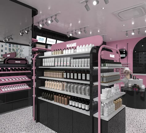 Make Up Store Design Ideas, Small Cosmetic Shop Interior Design, Cosmetic Stores, Beauty Shop Decor, Cosmetic Shelf, Pharmacy Decor, Shoe Store Design, Store Shelves Design, Retail Store Interior Design