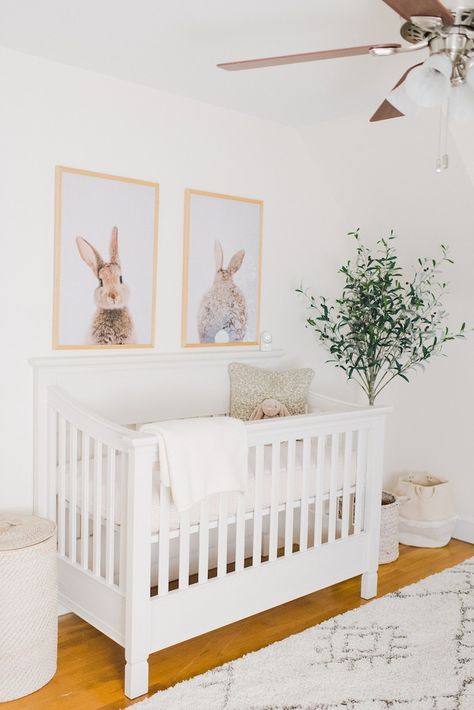 Nursery Above Crib Decor, Above Crib Decor Girl, Bunny Nursery Girl, Bunny Baby Room, Bunny Nursery Theme, Baby Girl Neutral Nursery, Girl Neutral Nursery, Art Above Crib, Above Crib Decor