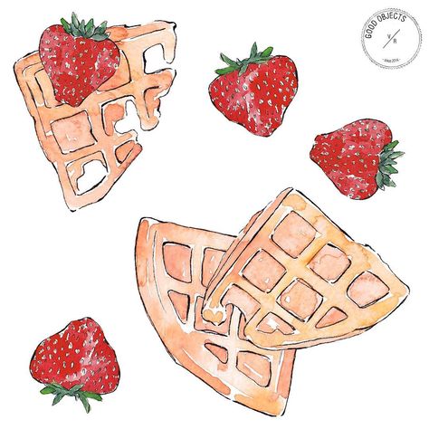 Good objects - May Day with waffles #goodobjects #mayday #waffles #watercolor #foodillustration Good Objects, Commission Ideas, Objects Illustration, Chibi Food, Illustration Series, Watercolor Food, Watercolor Fruit, May Day, College Kids