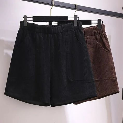 Krezol - High Waist Plain Corduroy Shorts | YesStyle High-waist Corduroy Shorts For Fall, Fall High-waist Corduroy Shorts, Cordoury Shorts, Casual High-waisted Corduroy Shorts, Corduroy High-waisted Shorts With Pockets, Straight Cut Pants, Work From Home Outfit, Relaxed Trousers, Best Casual Outfits