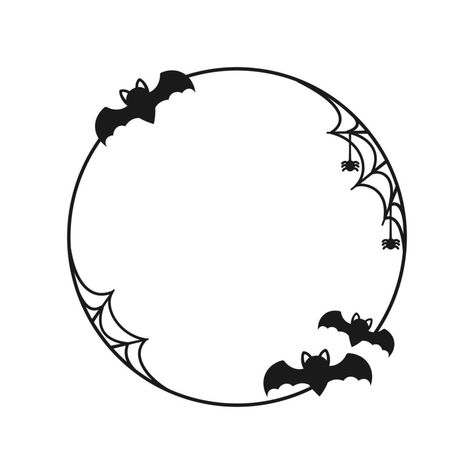 Bat with spiders on web round border frame. Halloween theme frames Halloween Pfp Border, Spider Web Frame, Halloween Border Design, Halloween Borders Frames, Edit Border, Round Border Frame, Kawaii Notes, Pfp Border, Halloween Pottery