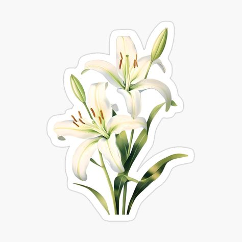 Lilies Flower in Sticker and more Check out in our store Sticker Design Inspiration, Happy Stickers, Cute Laptop Stickers, Nature Stickers, Green Sticker, Watercolor Stickers, Scrapbook Stickers Printable, Emoji Stickers, Floral Stickers