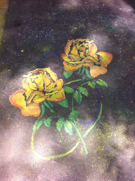 Scad Sidewalk Arts Festival 2013. I loved the look of these roses. They were like a tattoo on the concrete. Like A Tattoo, Chalk Design, New York Graffiti, Sidewalk Chalk Art, Sidewalk Art, 3d Street Art, Arts Festival, Sidewalk Chalk, Graffiti Artist