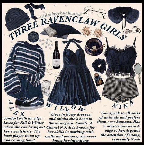 Alex Slytherclaw Outfit, Ravenclaw Lookbook, Outfit Mood Board Aesthetic, Ravenclaw Outfit Ideas, Ravenclaw Aesthetic Outfit, Ravenclaw Outfit Aesthetic, Harry Potter Outfits Aesthetic, Outfit Mood Board, Ravenclaw Outfit