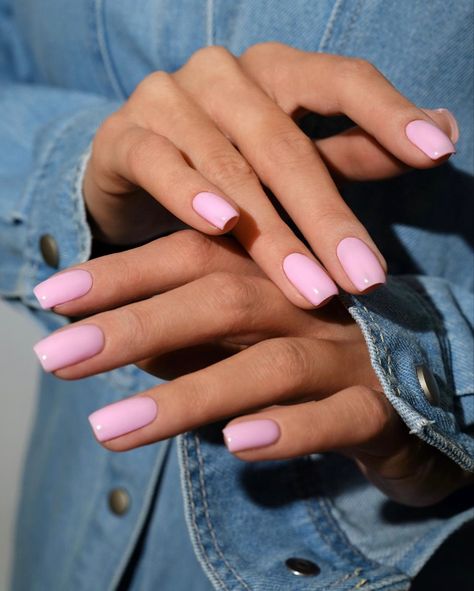 Milky Pink Nails, Kutek Disney, Milky Pink, Nail Color Trends, Short Square Nails, Casual Nails, Colorful Nails, Pink Nail Polish, Pink Nail