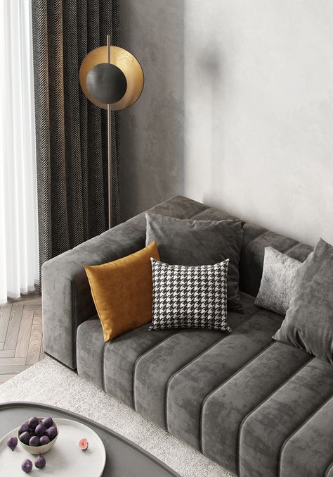 Grey Sofa Design, Light Apartment, Reception Designs, Living Room Designs Modern, Luxury Sofa Living Room, Black Living Room Decor, Room 2023, Comfy Sofas, Corner Sofa Design