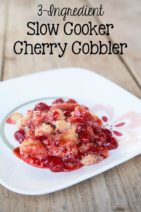 Slow Cooker Cherry Cobbler 5DollarDinners.com Cherry Pie Filling Cake, Slow Cooker Cobbler, Crockpot Cobbler, Canned Pie Filling, Easy Cherry Cobbler, Crockpot Cake, Cherry Cobbler Recipe, Summer Slow Cooker Recipes, Pie Filling Recipes