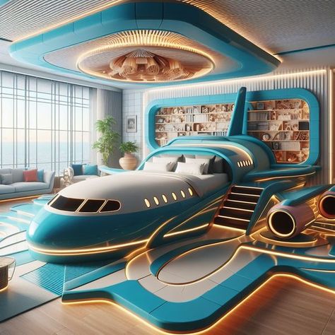 Airplane Bedroom, Weird Beds, Modern Teen Boy Bedroom, Unique Bedroom Decor, Cool Beds For Kids, Unique Chairs Design, Money Wallpaper, Bed Picture, Amazing Bedroom Designs