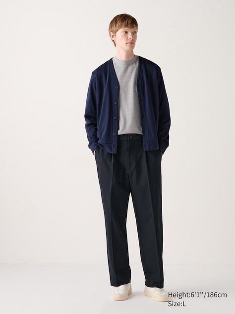 Smart Casual Office Men, Uniqlo Pleated Wide Pants, Uniqlo Men Outfit, Uniqlo Outfit, Uniqlo Style, Smart Casual Office, Office Men, Uniqlo Men, Elegant Drapes