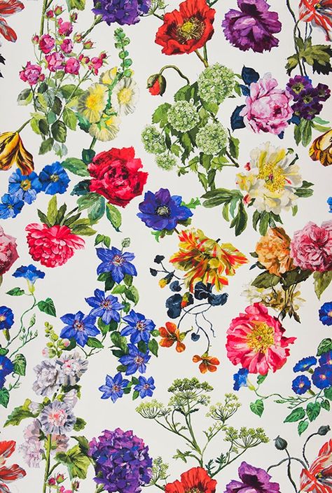 Tricia Guild, Digital Flower, Design Textile, Deco Floral, Vintage Diy, Digital Print Fabric, Hand Painted Flowers, Bunch Of Flowers, Designers Guild