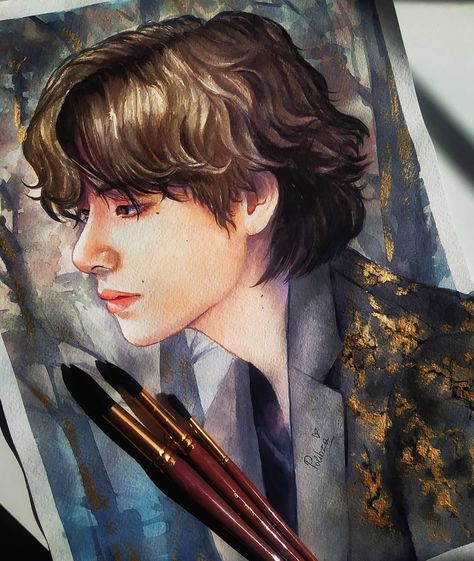 Taehyung Art, Taehyung's Art, Taehyung Fanart, Bts Art, Celebrity Drawings, Art Painting Gallery, Kpop Drawings, Bts Drawings, Sketch Painting