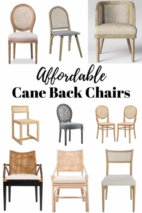 Affordable Cane Back Dining Chairs Upcycled Dining Chairs, Cane Back Dining Chairs, Cane Dining Chairs, Retro Dining Chairs, Cane Back Chairs, French Dining Chairs, Modern Farmhouse Dining, French Country Dining, Cane Furniture