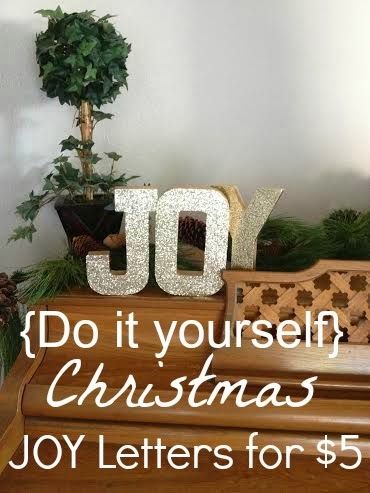 DIY Christmas JOY gold glitter letters for $5!  Project that comes together really fast, too Joy Letters Christmas Easy Diy, Joy Wooden Signs Christmas Crafts, Joy Diy Christmas Sign, Choose Joy Sign, Joy Signs Wooden Lowe's, Joy Letters, Holiday Lettering, Glitter Letters, Joy To The World