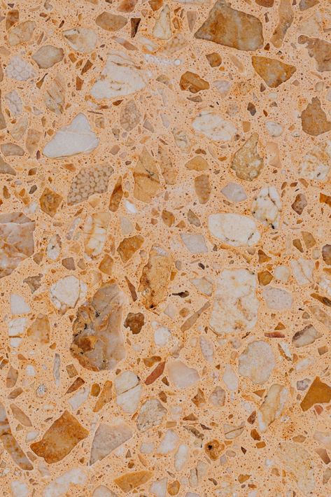 Anything is possible with our orange Venice terrazzo with white and brown marble chips. What color would you choose for your terrazzo floors?   #terrazzowednesday #inspiration #trending #terrazzotiles #terrazzocement #terrazzodesign #patternedtiles #patternfloor White And Brown Marble, Terrazzo Background, Terrazzo And Marble, Terrazo Flooring, Orange Terrazzo, Terrazzo Design, Terrazzo Floors, Material Board, Terrazzo Tiles