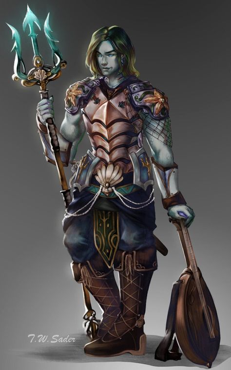 Triton Dnd Male, Triton Dnd, Sea Elves, Epic Characters, Fantasy Races, Dungeons And Dragons Characters, Dnd Art, Fantasy Rpg, Fantasy Inspiration