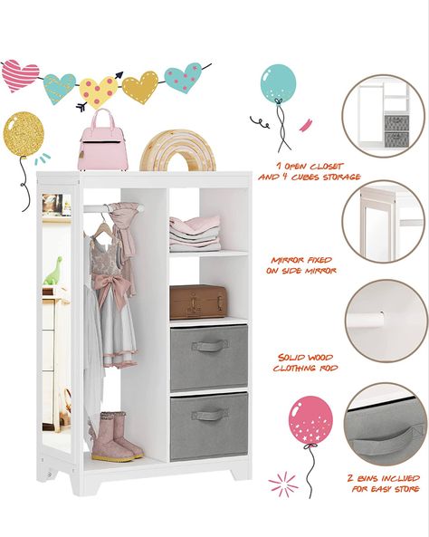 Amazon.com: UTEX Kids Dress Up Storage with Mirror, Kids Armoire Dresser with 2 Storage Bins and Open Hanging, Costume Closet Wardrobe for Kids, Pretend Storage Closet Armoire Dresser for Bedroom, Kids Room : Home & Kitchen Dressing Up Storage Kids, Kids Dress Up Storage, Storage With Mirror, Closet Armoire, Kids Armoire, Costume Closet, Dress Up Storage, Armoire Dresser, Closet Wardrobe