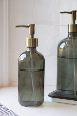 Unusual, Retro & Vintage Style Bathroom Accessories | Rockett St George Powder Room Soap Dispenser, Luxury Soap Dispenser, Bathroom Soap Dispenser Ideas, Minimalist Kitchen Organization, Eco Home Sustainable Living, Soap Dispenser Design, Green Bathroom Accessories, Soap Dispenser Bathroom, Luxe Bathroom