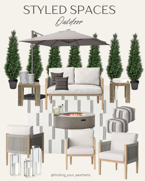 Get inspired with these beautiful neural patio decor ideas! Elevate your outdoor living space with cozy seating arrangements, stylish outdoor furniture, and more. Click through to LiketoKnowIt and shop this look today Patio Style Ideas, Chic Patio Ideas, Outdoor Patio Mood Board, Patio Mood Board, Outdoor Mood Board, Glam Patio, Poolside Ideas, Terrace Cafe, Carport Patio