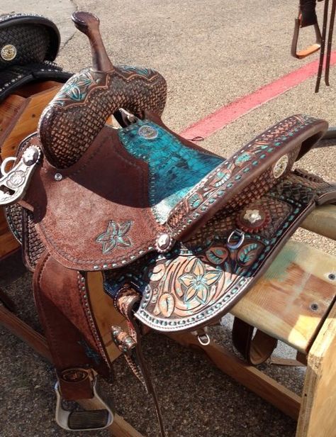 Western saddle by Brittany Pozzi Barrel Racing Tack Rodeo, Barrel Racing Saddles, Western Horse Saddles, Barrel Racing Tack, Barrel Racing Horses, Double J, Rodeo Horses, Barrel Saddle, Western Horse Tack