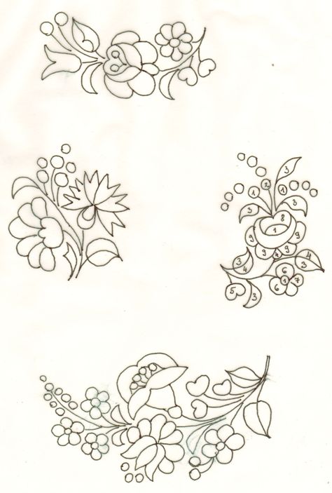 Bordado Jacobean, Hungarian Embroidery, Chain Stitch Embroidery, Redwork Embroidery, Floral Embroidery Patterns, Border Embroidery Designs, Pola Sulam, Learn Embroidery, Folk Embroidery