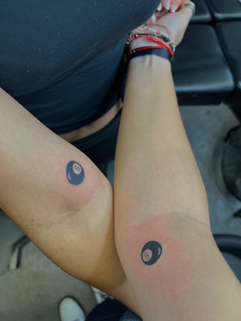 #tattoo #matchingtatto #tattooideas Eight Ball Tattoo, Magic 8 Ball Tattoo, Eightball Tattoo, Small Funny Tattoos, 8 Ball Tattoo, Skin Doodles, Maching Tattoos, Tiny Tats, Matching Tats