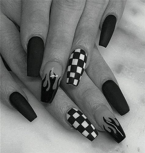 Rock N Roll Nails, Ghost Concert Outfit, Ghost Concert, Book Nail Art, Book Nails, Wear To A Concert, Concert Nails, Rock Am Ring, Checkered Nails