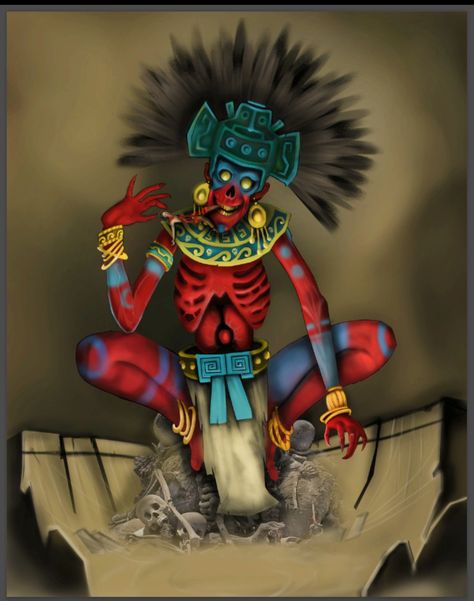 Aztec God of death , #darkarts #aztecart #god #art Broken Face, Aztec Gods, The Aztecs, Aztec Culture, Mayan Art, Ancient Mayan, Aztec Art, The Underworld, Scary Art