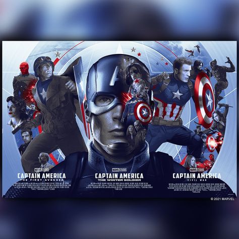 Captain America Trilogy, Trilogy Poster, Captain Rogers, Captain America The Winter Soldier, Pearlescent Paper, The Winter Soldier, Dark Ink, Marvel Comic Universe, Marvel Captain America