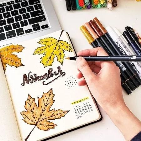 40 November Bullet Journal Ideas that You Have to see 170 November Bullet Journal Ideas, Autumn Bullet Journal, November Bullet Journal, Journal Watercolor, Bullet Journal Month, Grid Journal, Emily Brontë, Bullet Journal Cover Page, Bullet Journal Cover Ideas