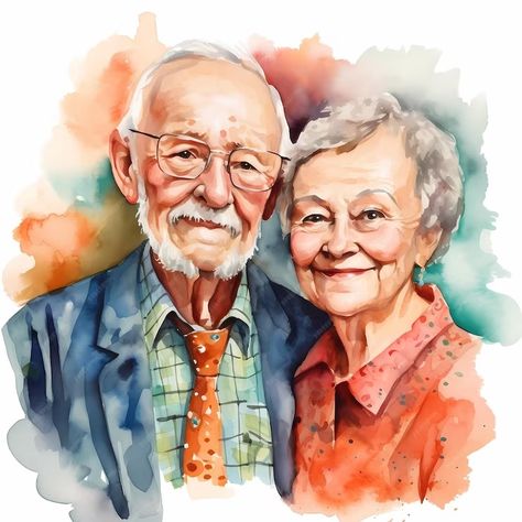 Premium Photo | Watercolor old couple grandparents day Grandparents Day Cards, Watercolor Art Face, Old Couple, Birthday Ideas For Her, Couple Pics For Dp, African Art Paintings, Old Couples, Ap Art, Grandparents Day