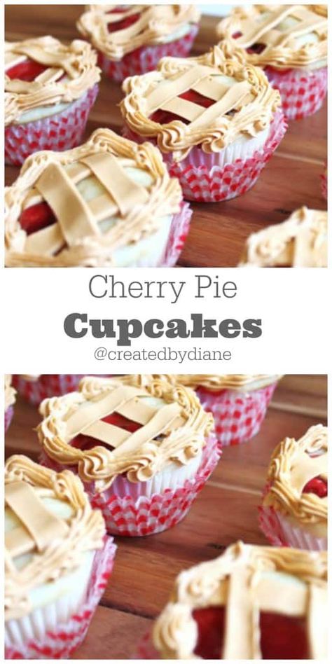 Cherry Pie Cupcakes, Cherry Pie Cookies, Delicious Cupcakes Recipes, Cake Mix Ingredients, Fun Cupcake Recipes, Pie Cupcakes, Cupcake Mix, Eat Cupcakes, Cherry Filling