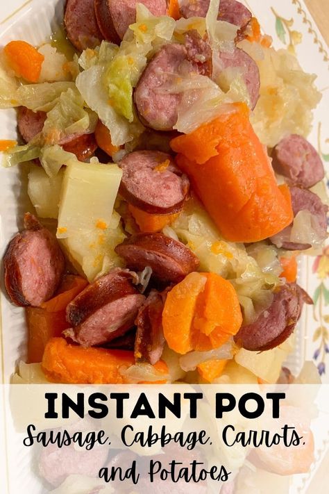 Cabbage Instant Pot, Cabbage Carrots And Potatoes, Beef Kielbasa, Pressure Cooker Cabbage, Kielbasa Cabbage, Cabbage And Smoked Sausage, Sausage Cabbage, Kielbasa And Cabbage, Cabbage And Sausage