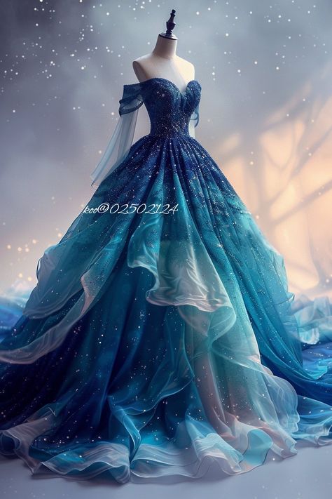 Fairytale Dress Princesses, Fairytale Dress Princesses Ball Gowns, Western Dresses For Girl, Blue Ball Gown, Blue Ball Gowns, Pretty Quinceanera Dresses, Diy Wedding Dress, Fantasy Dresses, Blue Ball