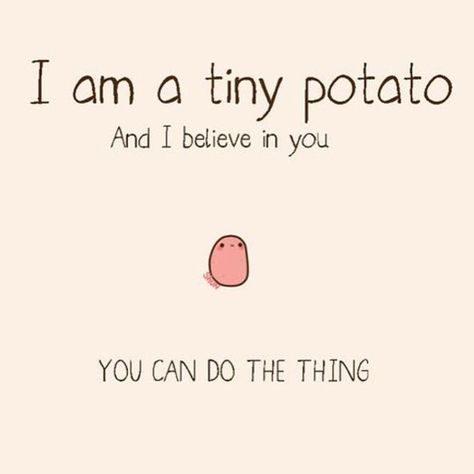 Encouragement! Listen to the tiny potato! Tiny Potato, Nice Wallpapers, Kawaii Potato, Do The Thing, Calming Cat, Nerdy Things, The Thing, Make Me Happy, Believe In You