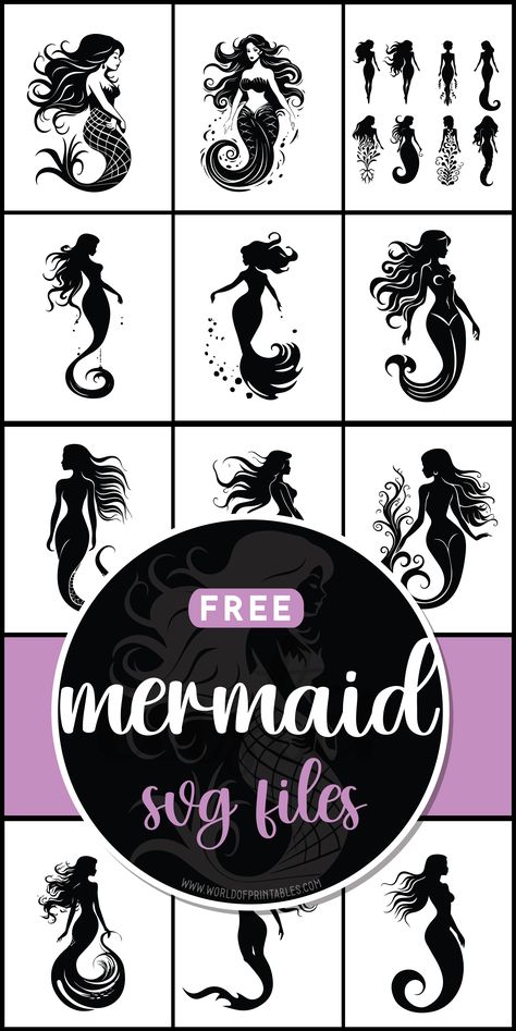 Dive into enchantment with free mermaid SVG files! Explore a sea of magical designs perfect for adding whimsy and wonder to your crafts. 🧜‍♀️🌊 Mermaid Svg Free, Cricuit Joy, Disney Big Hero 6, Cardboard Organizer, Cricut Svgs, Cricut Svg Files Free, Idee Cricut, Mermaid Svg, Free Vintage Printables