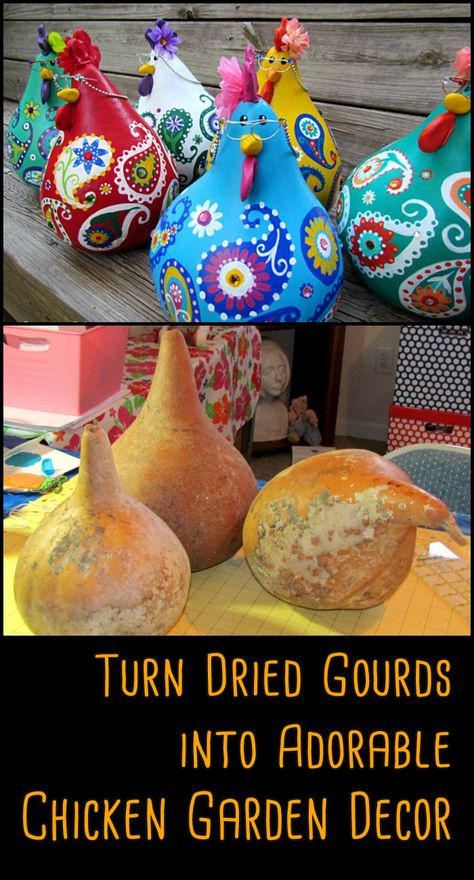 Chicken Decorations Diy, Chicken Gourds Painted, Painting Gourds Ideas Bird Houses, Diy Chicken Decor, Painted Gourds Ideas Patterns, Mini Gourds Crafts, Gourd Birdhouse Ideas, Gords Crafts Ideas, Painting Gourds Ideas