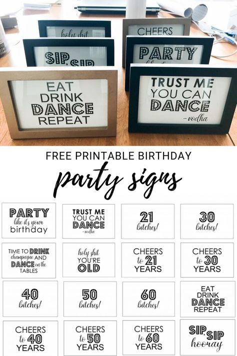 Birthday Signs For Adults, Diy Party Signs, Diy 60th Birthday, 40 Birthday Signs, Birthday Party Signs, Adult Birthday Decorations, Birthday Signs, Easy Party Decorations, Milestone Birthday Party